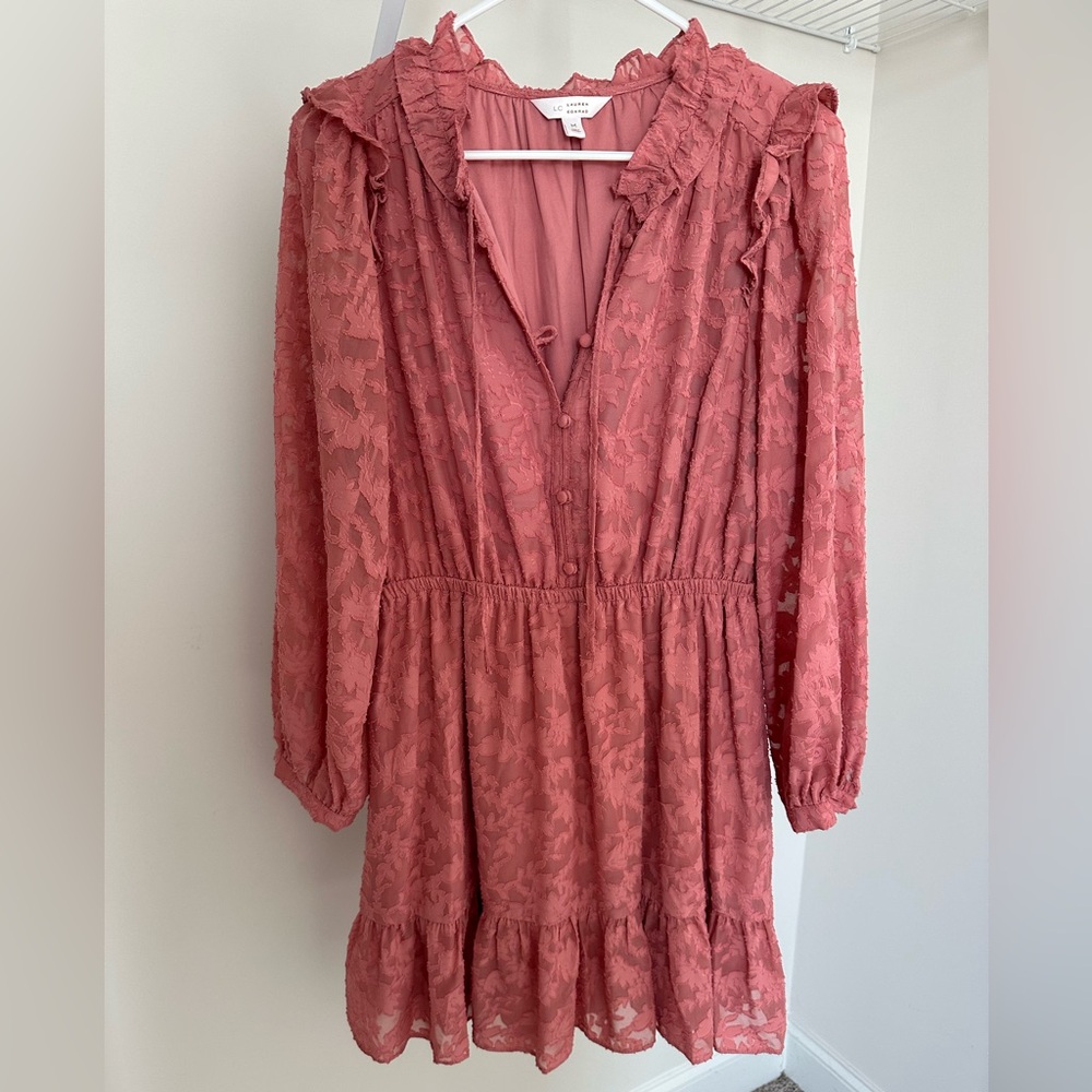 LC Lauren Conrad Lace Long Sleeve Dress in Rose
